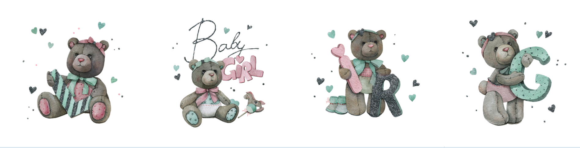 Комплект панелей из 8-ми штук для бортиков - "Baby girl" купить у производителя ХБ тканей ЛогатексПРО